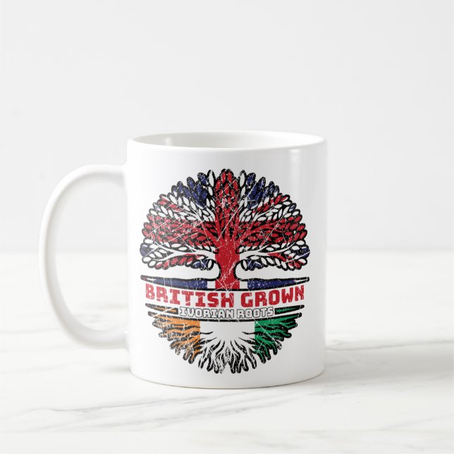 Elfenbeinküste - Britische Tree-Roots-Fahne der iv Kaffeetasse (Links)