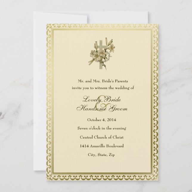 Elfenbeinküste Christliche Lilien Hochzeit Einladu Einladung (Vorderseite)