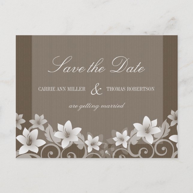 Elfenbeinküste, floral Save the Date Postkarte (Vorderseite)