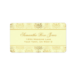 Elfenbeinküste & Gold Damask Elegantes Adressetike Adressaufkleber