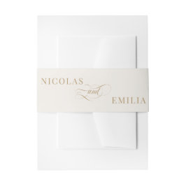 Elfenbeinküste & Gold Elegante Hochzeit in Kalligr Einladungsbanderole