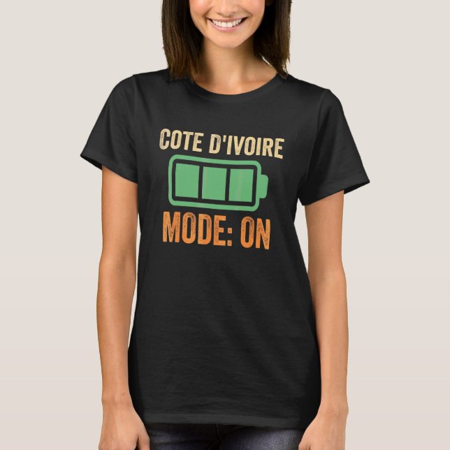 Elfenbeinküste-Modus mit Batterie-Design T-Shirt (Vorderseite)