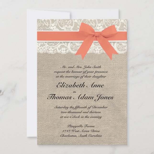 Elfenbeinküste Rustikale Hochzeit Einladung - Kora (Vorderseite)