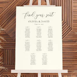 Elfenbeinküste & Taupe Elegantes Script 8 Table Se Poster