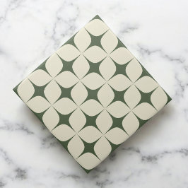 Elfenbeinküste und dunkelgrüne Mitte des Jahrhunde Fliese