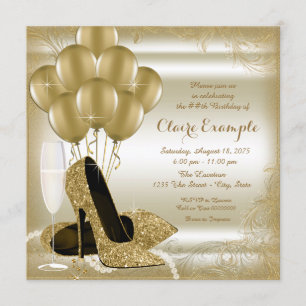 Elfenbeinküste und Gold-Glitzer-Frauen Geburtstags Einladung