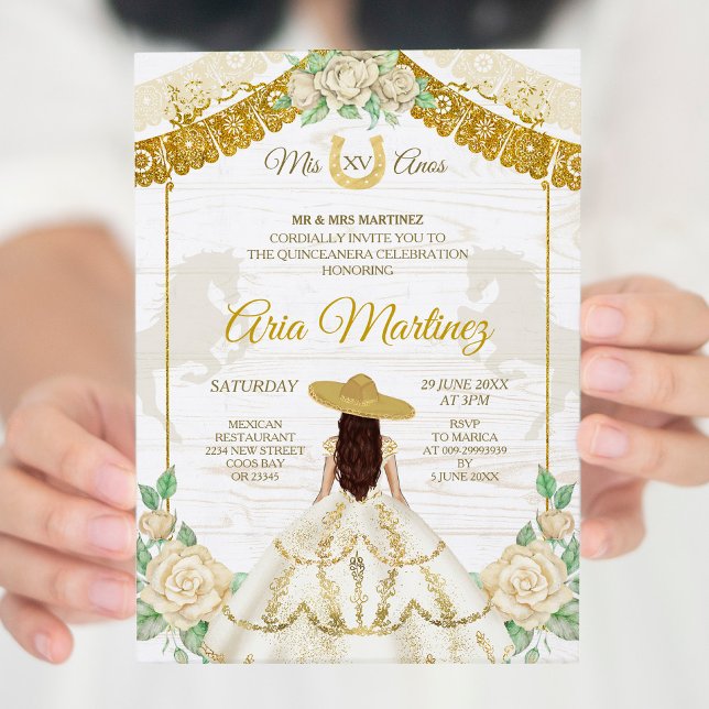 Elfenbeinküste und goldene Rose Mis Quince Einladu Einladung (Von Creator hochgeladen)