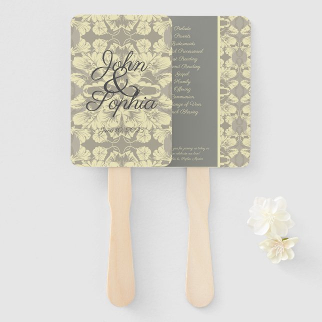 Elfenbeinküste und graues blumengeschichtliches Se Fächer (Vorne und Hinten)