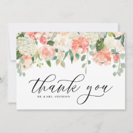 Elfenbeinküste und Peach Wasserfarbe Peony and Hyd Dankeskarte