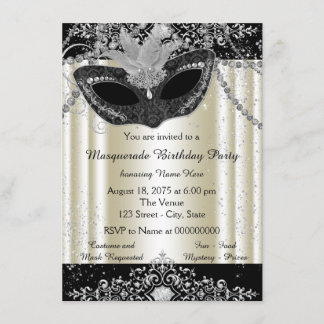 Elfenbeinküste und Pearl Glitzer Masquerade Party Einladung