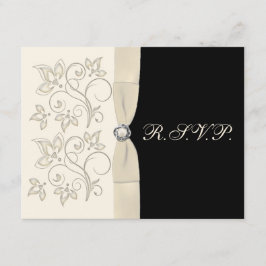Elfenbeinküste und Schwarz mit Perlenausweis-Liebe RSVP Karte