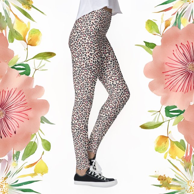 Elfenbeinleopard und Herz-Print-Leggings Leggings (Von Creator hochgeladen)
