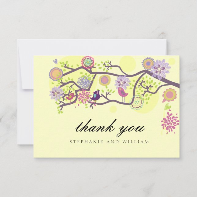 Elfenbeinliebvögel Hochzeit Danke Karte (Vorderseite)