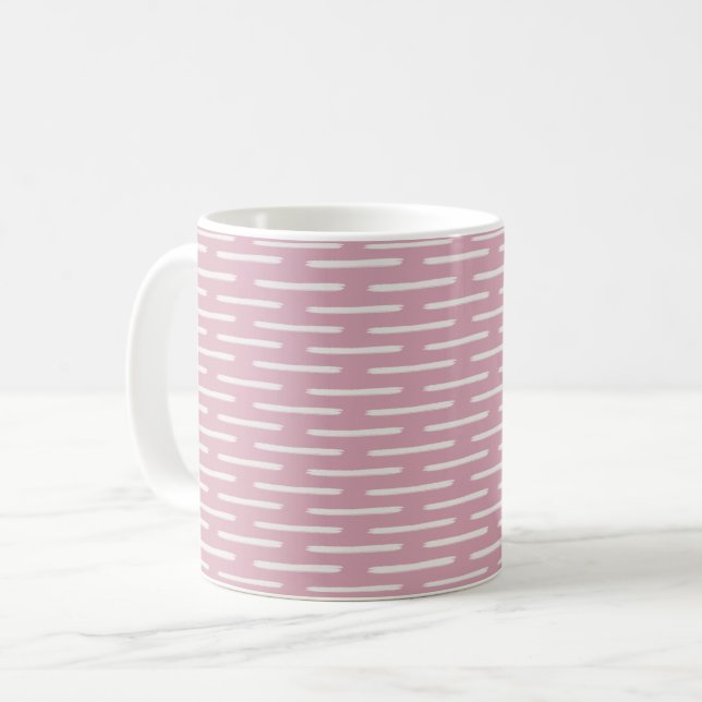 Elfenbeinlinien auf Rosa Kaffeetasse (Vorderseite Links)