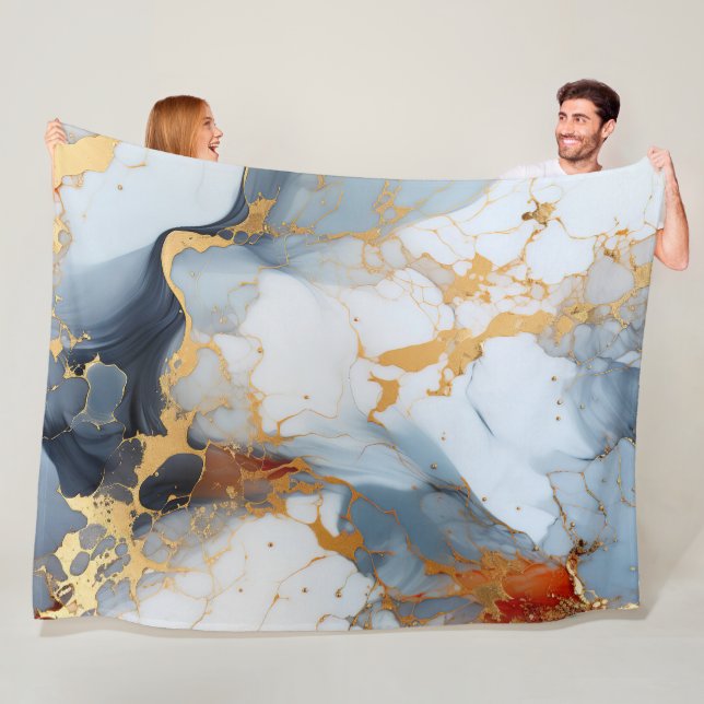Elfenbeinmarmor mit Gold- und Rostadern Fleecedecke (Beispiel)
