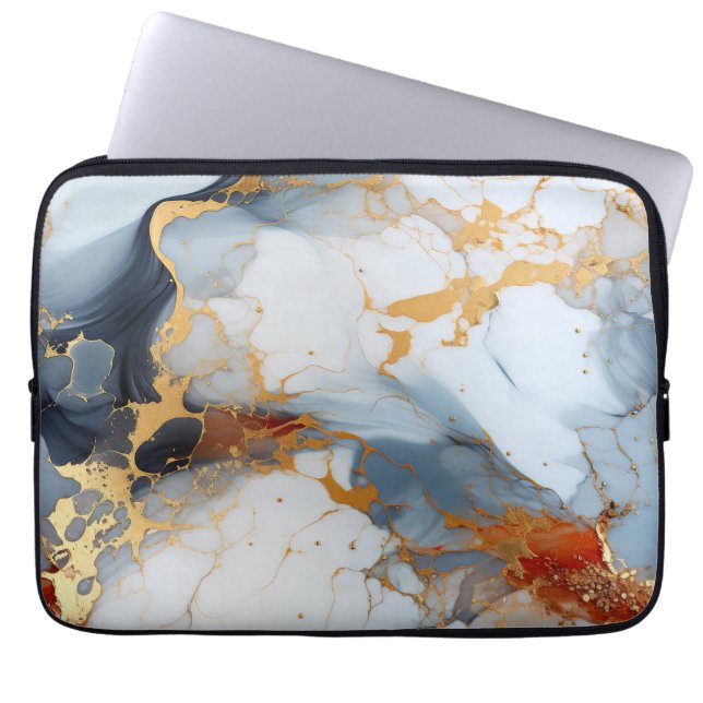 Elfenbeinmarmor mit Gold- und Rostadern Laptopschutzhülle (Vorderseite)