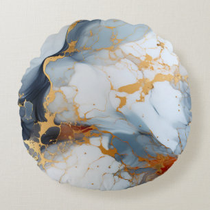 Elfenbeinmarmor mit Gold- und Rostadern Rundes Kissen