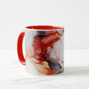 Elfenbeinmarmor mit karmesinroten und goldenen Ade Tasse