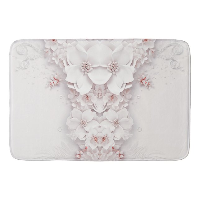 Elfenbeinmatte Blush Pink Floral Bath Mat Badematte (Vorderseite)