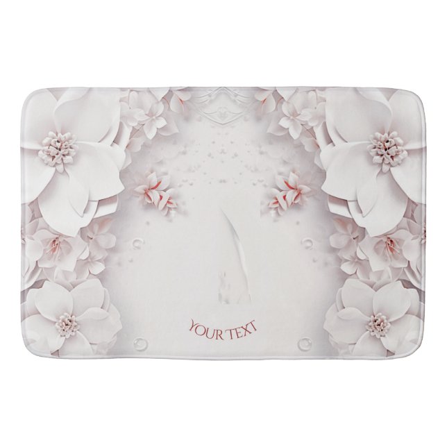 Elfenbeinmatte Blush Pink Floral Bath Mat Badematte (Vorderseite)