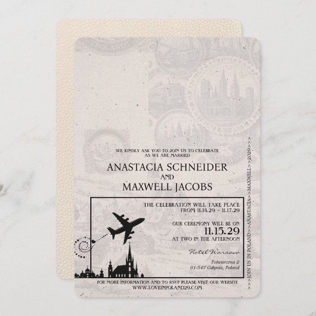 Elfenbeinpässe - Einladung zur Hochzeitsfeier (Vorne/Hinten)