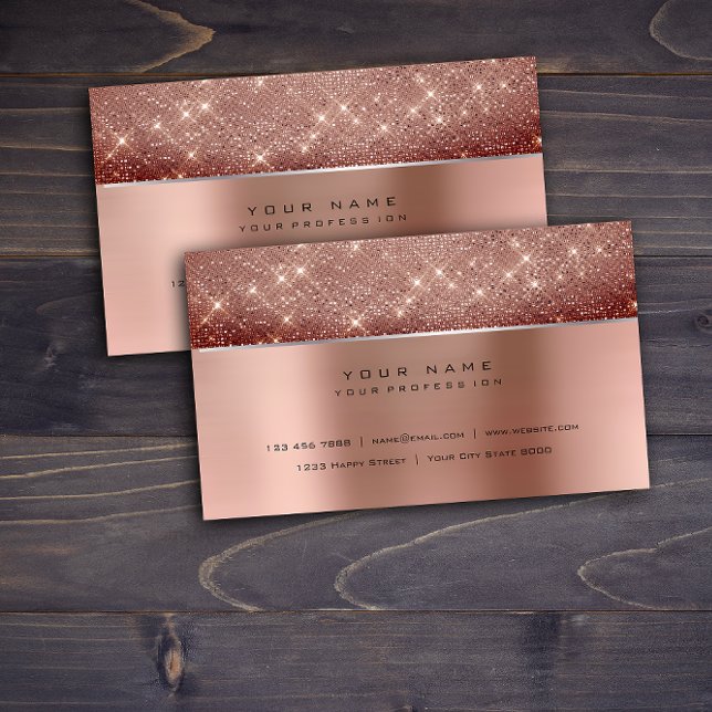 Elfenbeinpinsel, Perlkupfer, Silberstahl, Glitzer  Visitenkarte (Ivory Brush Pearly Copper Steel Silver Glitter VIP Business Card)
