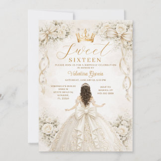 Elfenbeinprinzessin Ballkleid Sweet Sixteen Geburt Einladung