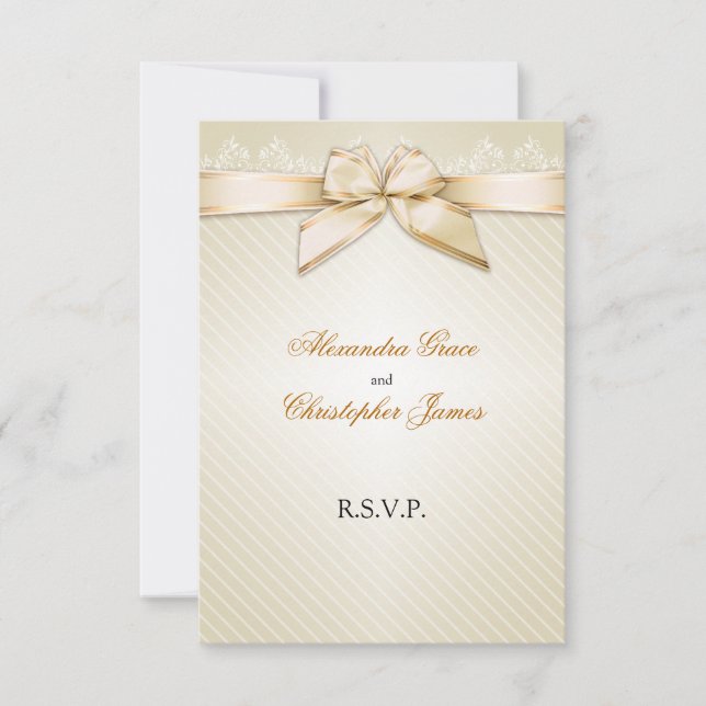 Elfenbeinribbon-Goldstreifen UAWG Note V2 RSVP Karte (Vorderseite)