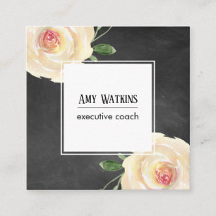 Elfenbeinrosa Aquarellfarben Rose - Hintergrund Quadratische Visitenkarte