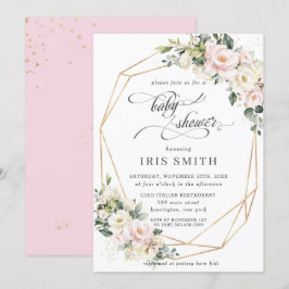 Elfenbeinrosa Blush Geometric Baby Dusche Einladung