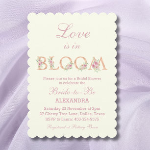 Elfenbeinrosa Rosen - Love is in Bloom Brautparty Einladung