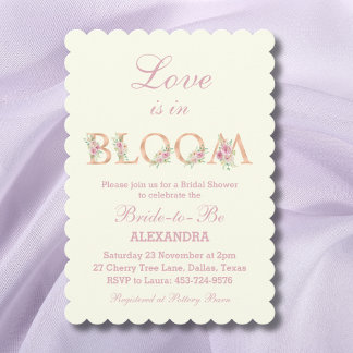 Elfenbeinrosa Rosen - Love is in Bloom Brautparty Einladung