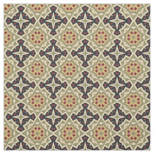 Elfenbeinrot-grüner schwarzer eklektischer ethnisc stoff