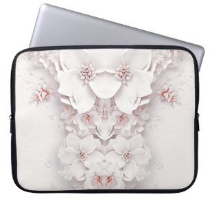 Elfenbeinrot Rosa Blumenschlacke Laptopschutzhülle