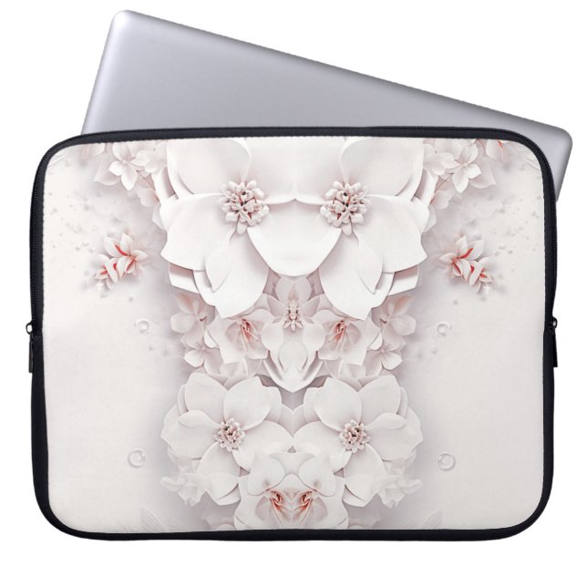 Elfenbeinrot Rosa Blumenschlacke Laptopschutzhülle (Vorderseite)