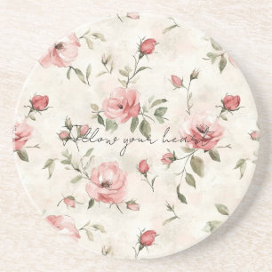 Elfenbeinrot Roses Roses Bloral Getränkeuntersetzer