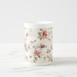 Elfenbeinrot Roses Roses Bloral Prozellantasse