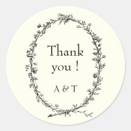 Elfenbeinschicke Hochzeit rustikaler Kranz Runder Aufkleber