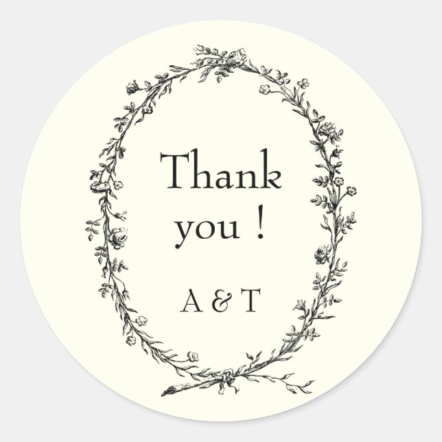 Elfenbeinschicke Hochzeit rustikaler Kranz Runder Aufkleber (Vorderseite)