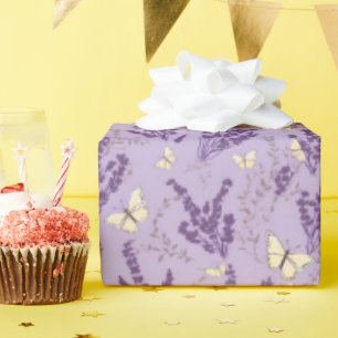 Elfenbeinschmetterlinge mit Lavendel-Blume Geschenkpapier