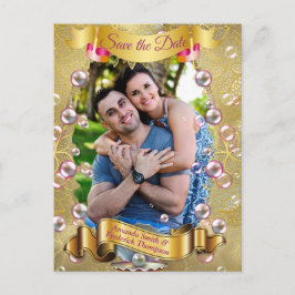 Elfenbeinseide, Goldeln und Perlen und Marmor Ankündigungspostkarte