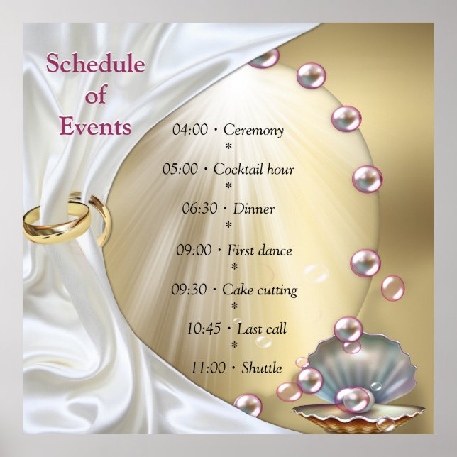 Elfenbeinseide, Goldeln und Perlen und Marmor Poster (Vorne)