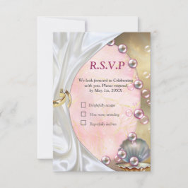 Elfenbeinseide, Goldeln und Perlen und Marmor RSVP Karte