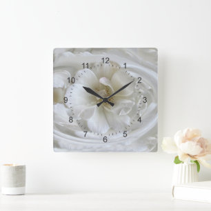 Elfenbeinweiß Quadratische Wanduhr