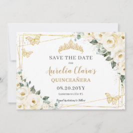 Elfenbeinweißblume Quinceanera Sweet 16 Butterfly Save The Date