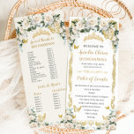 Elfenbeinweißblume Quinceñera Orden der Ereignisse Programm<br><div class="desc">Personalisieren Sie diese doppelseitige, schicke schlanke Programmkarte einfach und schnell, indem Sie einfach die Schaltfläche Bearbeiten mit den Entwurfswerkzeugen drücken, um Stil und Position des Textes weiter zu ordnen und zu formatieren. Perfekt für Quinceañera, Sweet 16, 18. Geburtstag, Prinzessin Party, Debutante Ball, Brautparty, Taufe / Weihnachten und vieles mehr! Passende...</div>