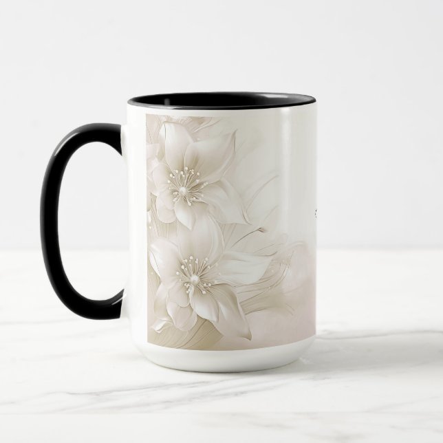 Elfenbeinweiße Blume Tasse (Links)