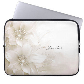 Elfenbeinweiße Blumen-Laptoptasche Laptopschutzhülle
