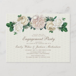 Elfenbeinweiße Creme Vintage florale Engagement Pa Postkarte