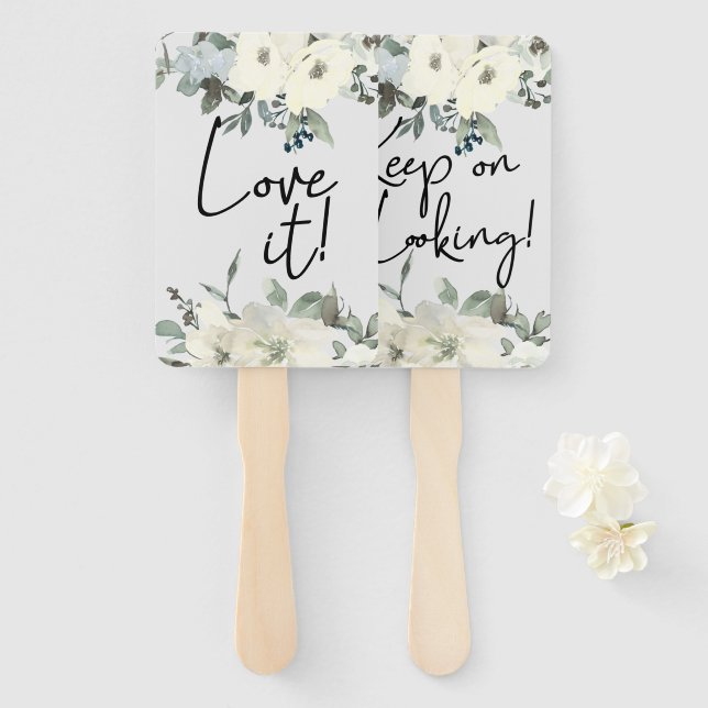 Elfenbeinweiße Rosen floral sagen Ja zum Kleid Fächer (Vorne und Hinten)